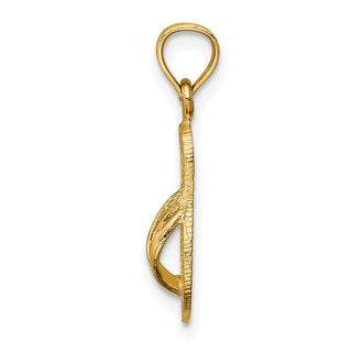 14k Yellow Gold Polished and Textured Flip Flop Pendant