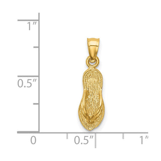 14k Yellow Gold Polished and Textured Flip Flop Pendant