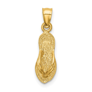 14k Yellow Gold Polished and Textured Flip Flop Pendant
