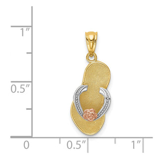 14k Yellow and Rose Gold w/Rhodium Sandal Pendant