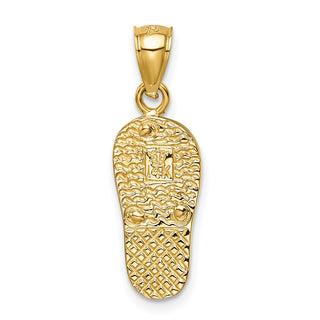 14k Yellow Gold Polished w/Lab-Created Opal Flip Flop Pendant