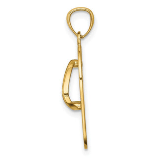 14k Yellow Gold And Rhodium Polished Floral Flip Flop Pendant