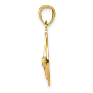 14k Yellow Gold Diamond-cut Polished Compass Pendant K6095