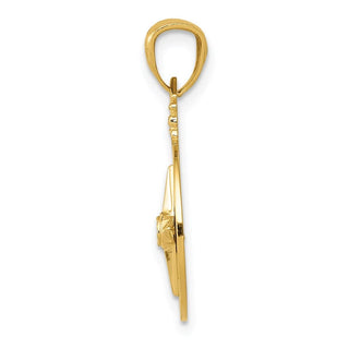 14k Yellow Gold Diamond-cut Polished Compass Pendant K6095