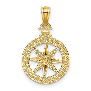 14k Yellow Gold Compass Pendant - 22.3mm, Diamond-Cut, K6095