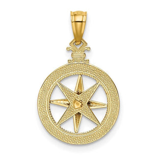 14k Yellow Gold Diamond-cut Polished Compass Pendant K6095