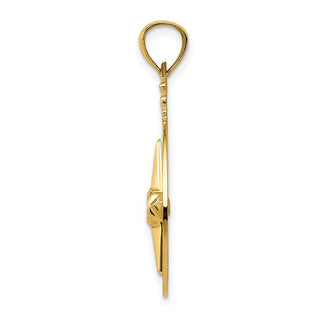 14k Yellow Gold Diamond-cut Polished Compass Pendant K6096