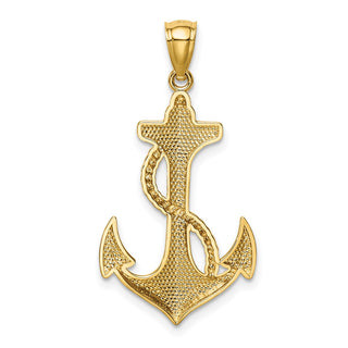 14k Yellow Gold Polished Anchor w/Rope Pendant K6100