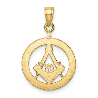 14k Yellow Gold Masonic Symbol In Wreath Pendant
