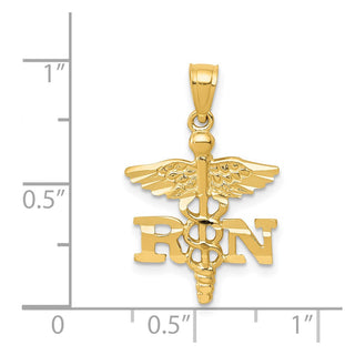 14k Yellow Gold Diamond-Cut Rn Pendant