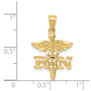 14k Yellow Gold Diamond-Cut Rn Pendant
