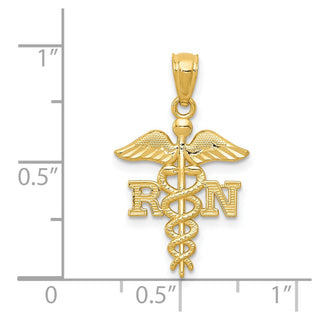 14k Yellow Gold Diamond-cut Polished RN Nurse Pendant K6119