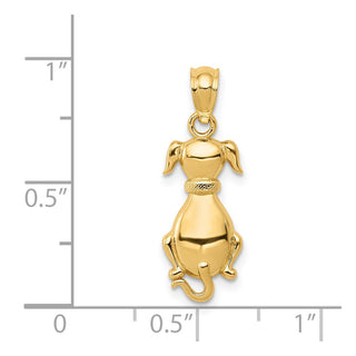 14k Yellow Gold Polished Sitting Dog Pendant