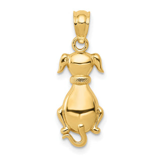 14k Yellow Gold Polished Sitting Dog Pendant