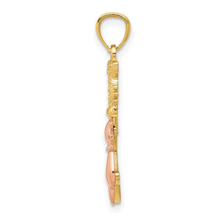 14k Yellow and Rose Gold Polished and Diamond-cut Sitting Cats Pendant