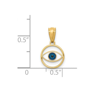 14k Yellow Gold Polished Enameled Eye Pendant