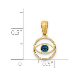 14k Yellow Gold Polished Enameled Eye Pendant