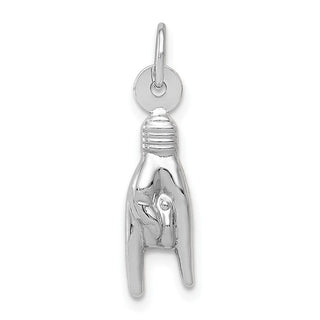 14k White Gold 3D Rock On Sign Charm