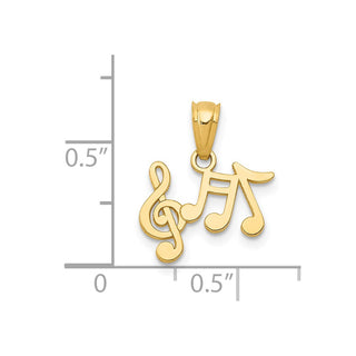 14k Yellow Gold Polished Music Notes Pendant