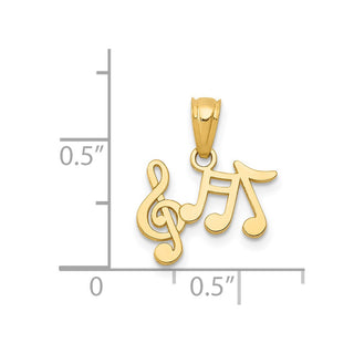 14k Yellow Gold Polished Music Notes Pendant