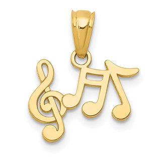 14k Yellow Gold Polished Music Notes Pendant
