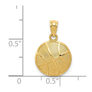 14k Yellow Gold Satin and Polished Basketball Pendant