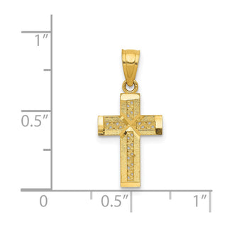 14k Yellow Gold Diamond-Cut Cross with X Center Pendant