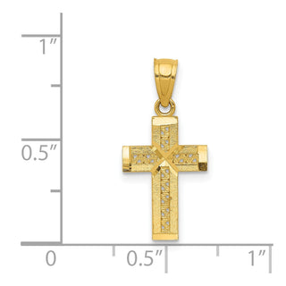 14k Yellow Gold Diamond-Cut Cross with X Center Pendant