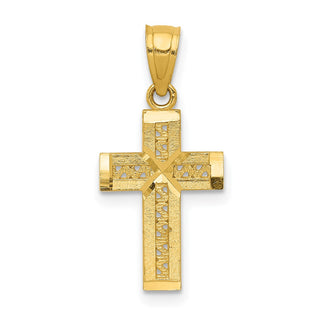 14k Yellow Gold Diamond-Cut Cross with X Center Pendant