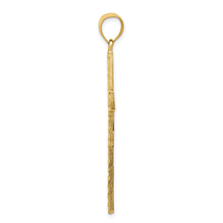 14k Yellow Gold Polished and Textured Diamond-Cut Latin Cross Pendant