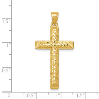 14k Yellow Gold Diamond-Cut Latin Cross Pendant K6175