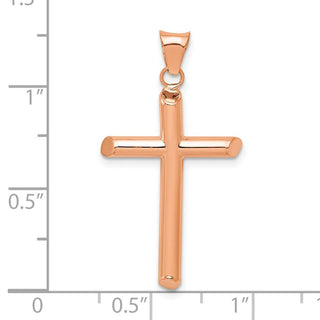 14k Rose Gold Polished Tube Cross Pendant K6178R