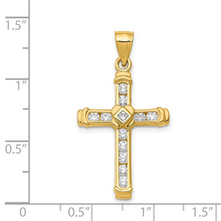 14k Yellow Gold Cubic Zirconia Cross Pendant