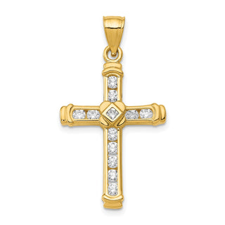 14k Yellow Gold Cubic Zirconia Cross Pendant