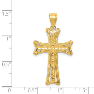 14k Yellow Gold Diamond-Cut Cross Pendant K6213