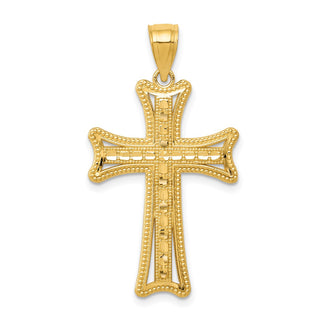 14k Yellow Gold Diamond-Cut Cross Pendant K6213