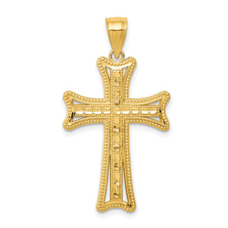 14k Yellow Gold Diamond-Cut Cross Pendant K6213