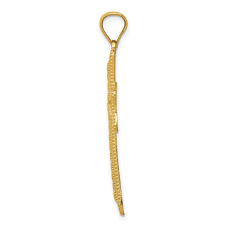 14k Yellow Gold Diamond-Cut Cross Pendant K6214