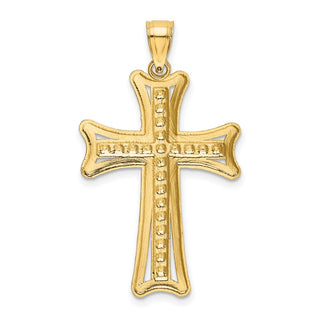 14k Yellow Gold Diamond-Cut Cross Pendant K6214