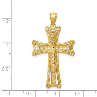14k Yellow Gold Diamond-Cut Cross Pendant K6214