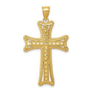 14k Yellow Gold Diamond-Cut Cross Pendant K6214