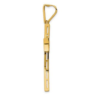14k Yellow Gold w/Rhodium Micro Pave CZ Large Cross Pendant