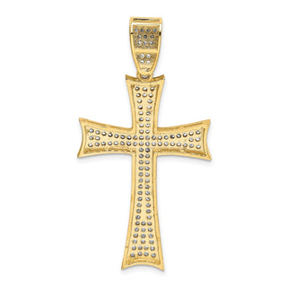 14k Yellow Gold w/Rhodium Micro Pave CZ Large Cross Pendant