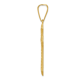 14k Yellow Gold Diamond-Cut Budded Cross Pendant K6223