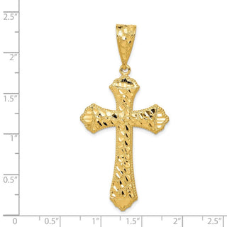 14k Yellow Gold Diamond-Cut Budded Cross Pendant K6223