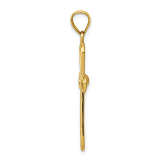 14k Yellow Gold Polished Rounded Cross with -X- Center Pendant K6225