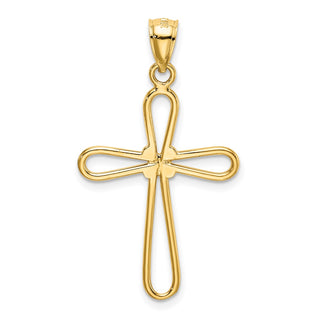 14k Yellow Gold Polished Rounded Cross with -X- Center Pendant K6225