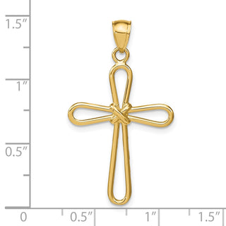 14k Yellow Gold Polished Rounded Cross with -X- Center Pendant K6225
