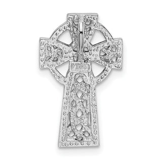 14k White Gold Polished Celtic Cross Slide Pendant