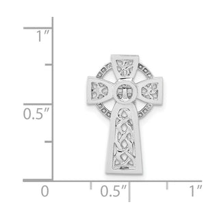 14k White Gold Polished Celtic Cross Slide Pendant